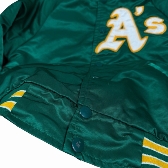 VTG MLB OAKLAND A's Athletics KIDS Starter Satin Bomber Jacket Sz‎ M - Picture 2 of 15